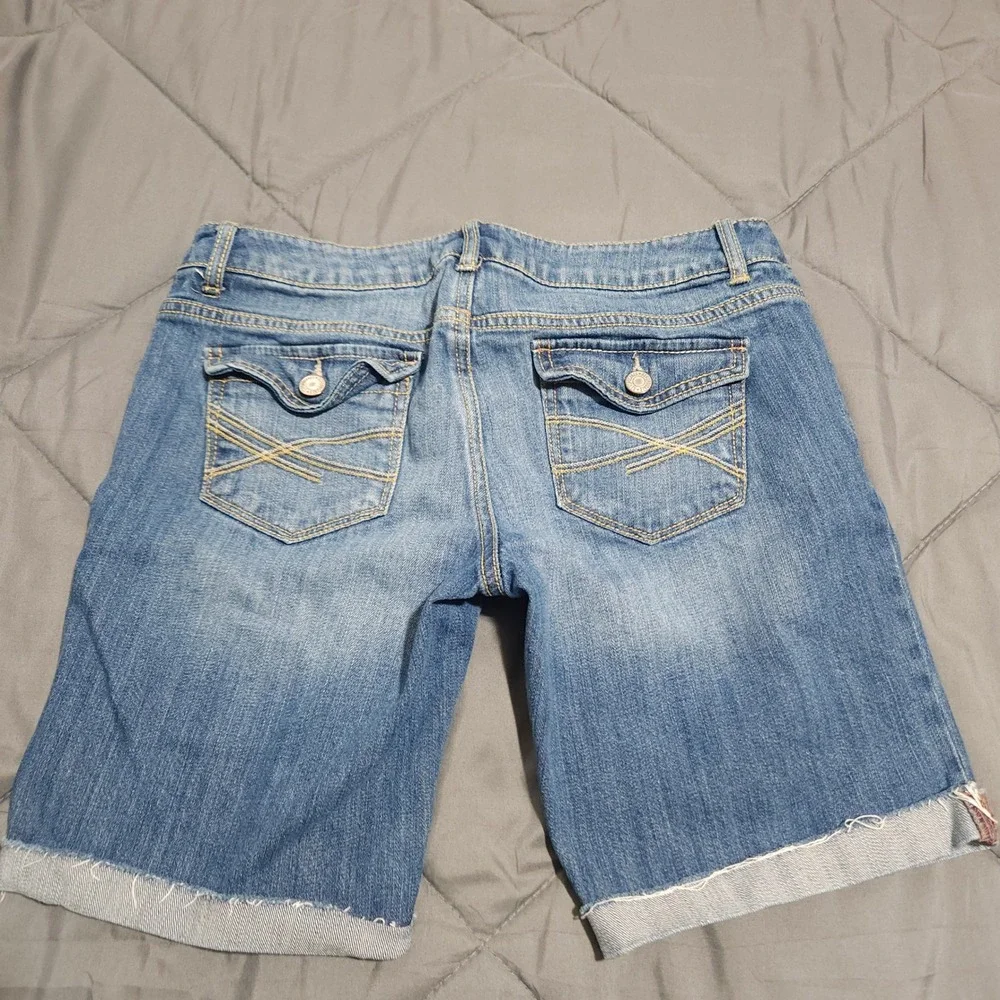 Aeropostale Denim Shorts Girls 7/8 Blue Stretch Bermuda Jean Shorts